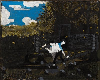 Abraham Lincoln en Zijn Vader Bouwen Hun Hut aan Pigeon Creek door Horace Pippin