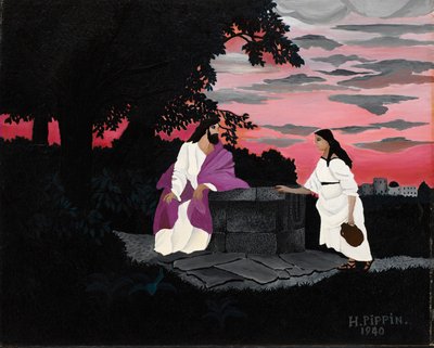 Christus en de vrouw van Samaria door Horace Pippin