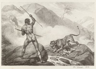 Afrikaanse jager Chasseur Africain, 1818 door Emile Jean Horace Vernet