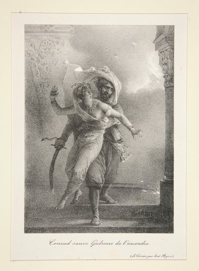 Conrad redt Gulnare van de door Emile Jean Horace Vernet