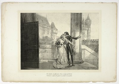 En bedekt, huilend, met een kostbare helm... door Horace Vernet