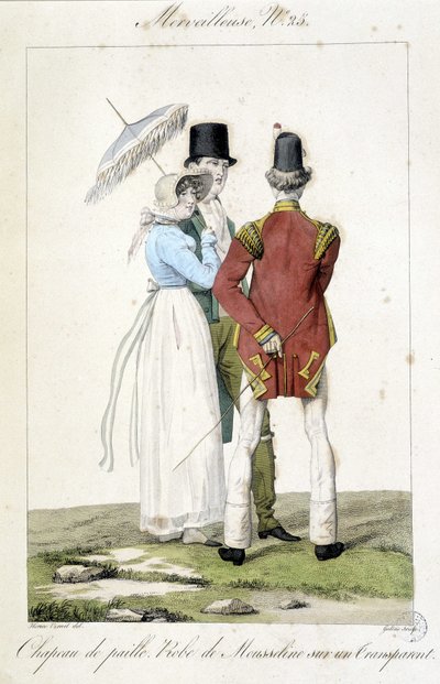 Modegravure door Horace Vernet (1789 - 1863) gemaakt rond 1810 voor nummer 25 van een 