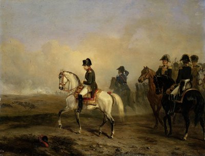 Keizer Napoleon I en zijn staf te paard door Emile Jean Horace Vernet