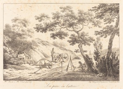 Het stuk in batterij door Emile Jean Horace Vernet