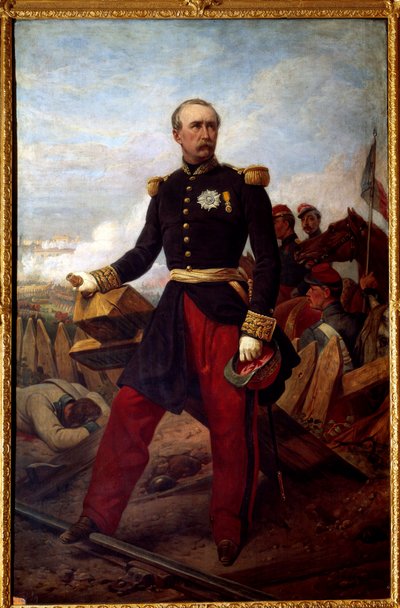 Portret van Patrice de Mac Mahon, maarschalk van Frankrijk in 1859, hertog van Magenta (1808-1893) President van de Republiek van 1873 tot 1879 vertegenwoordiger bij de Slag bij Magenta op 4 juni door Emile Jean Horace Vernet