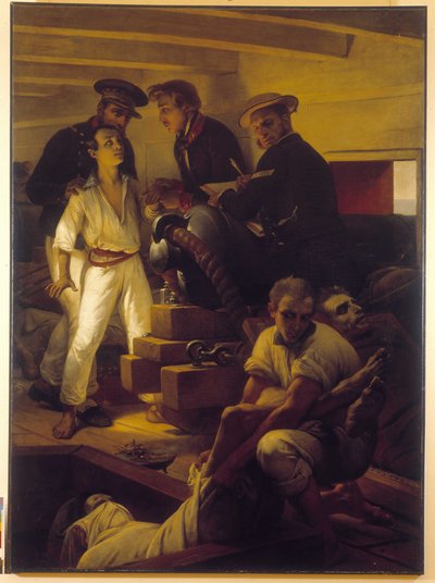 De Cholera aan boord van de Melpomene - (Depot van de Sanitaire Dienst van Marseille) door Emile Jean Horace Vernet