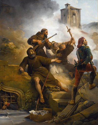 Het eerste beleg van Zaragoza door Emile Jean Horace Vernet