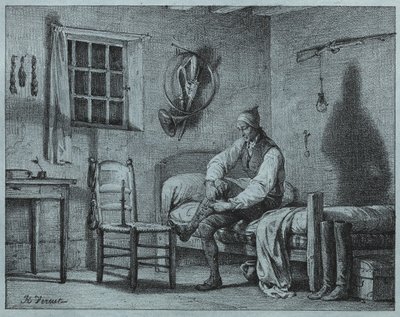 De Bediende van Limier Stijgt uit Bed door Emile Jean Horace Vernet