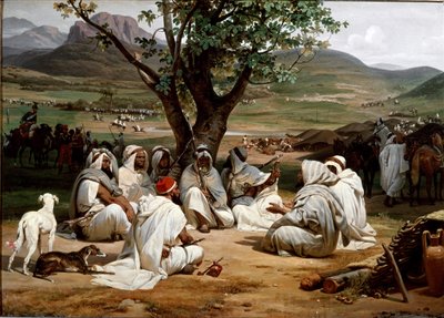 De Parlementariër en de Medjeles Raad van Arabische Hoofden door Emile Jean Horace Vernet