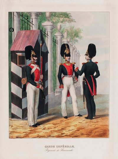 Het Semenovsky Life-Guards Regiment, eerste kwart van de 19e eeuw door Emile Jean Horace Vernet