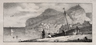 Zicht op een Zeehaven door Emile Jean Horace Vernet