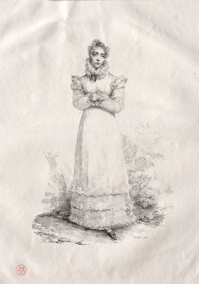 Staande Jonge Vrouw door Emile Jean Horace Vernet