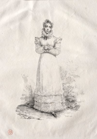 Jonge Vrouw Staand door Emile Jean Horace Vernet