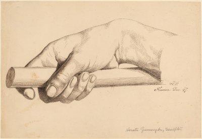 Rechterhand die een korte staaf vasthoudt door Horatio Greenough