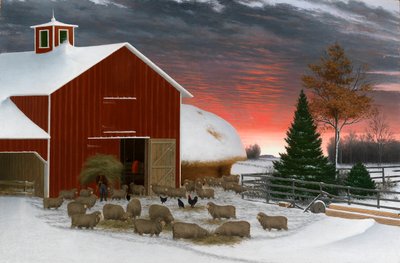 Boerenerf in de winter door Horatio Shaw