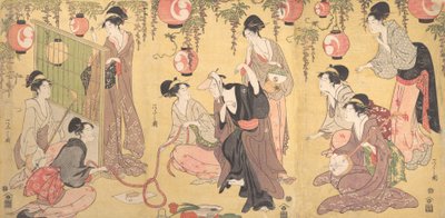 Een Parodie van Yuranosuke in de Plezierwijken, ca. 1797 door Hosoda Eishi