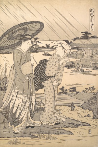 Ono no Komachi die bidt voor regen, ca. 1791 door Hosoda Eishi
