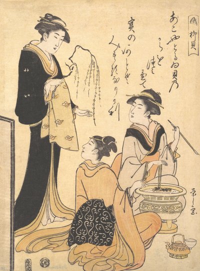 De Wilgenschil Yanagi-kai, uit een ongetitelde set van Schoonheidsprenten over het Thema van... door Hosoda Eishi