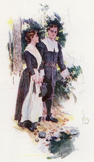 Illustratie voor De Hofmakerij van Miles Standish door Henry Wadsworth Longfellow door Howard Chandler (after) Christy