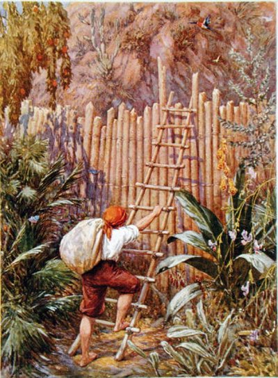 Crusoe en zijn Fort, illustratie voor 