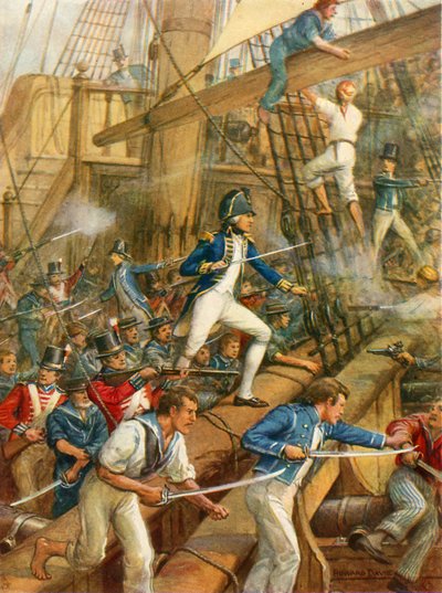 Nelson aan boord van de San Nicolas door Howard Davie