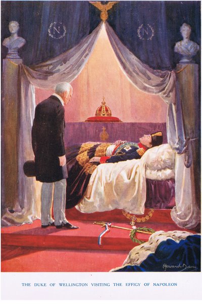 De Hertog van Wellington bezoekt de beeltenis van Napoleon, illustratie uit 