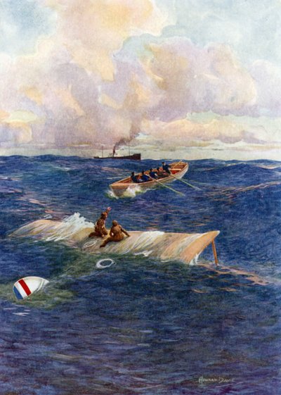 De Reddingsboot van "De Mary van Denemarken" Redt Hawker en Grieve door Howard Davie