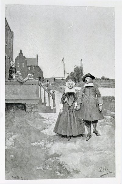 Langs het Kanaal in Oud Manhattan, illustratie uit 