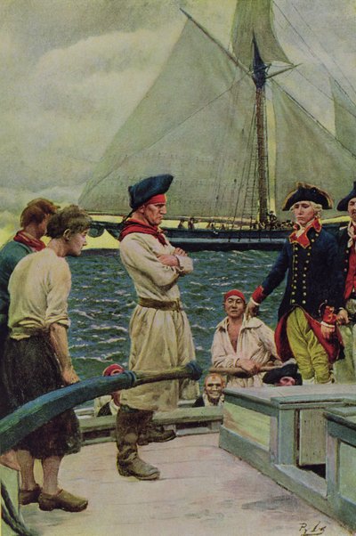 Een Amerikaanse kaper neemt een Britse prijs, illustratie uit 