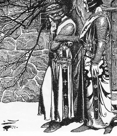 Arthuriaanse Legende: De ridder Kay en Perceval (Illustratie uit 