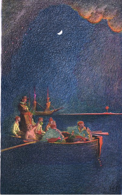 Het schip in brand steken, uit Howard Pyles Book of Pirates gepubliceerd door Harper & Bros, 1921 door Howard Pyle
