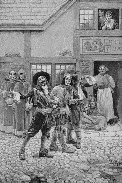 Coureurs de Bois, gegraveerd door G.E. Johnson, illustratie uit 