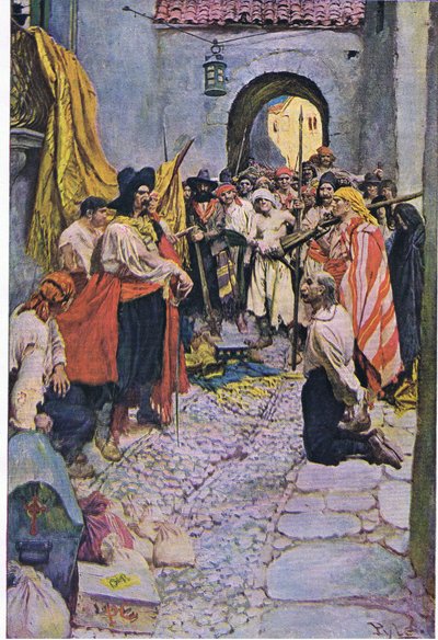 Schuld afdwingen van de burgers, uit Howard Pyles Book of Pirates gepubliceerd door Harper & Bros, 1921 door Howard Pyle
