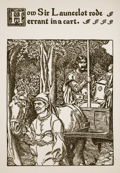 Hoe Sir Launcelot rondreed in een kar, illustratie uit 