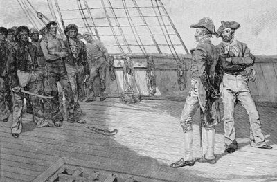 Dwangarbeid van Amerikaanse zeelieden, illustratie uit 