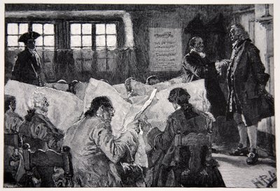 In de leeszaal van een koffiehuis in New York door Howard Pyle