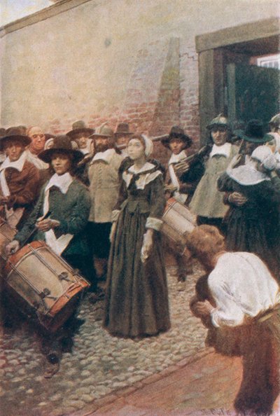 Mary Dyer op weg naar het schavot, illustratie uit 