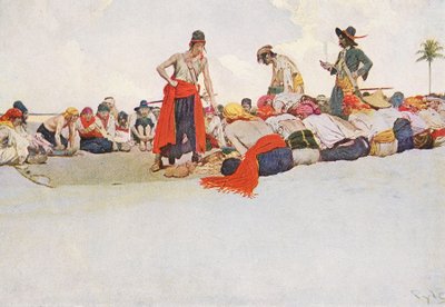Dus werd de schat verdeeld, begin 20e eeuw (boekillustratie) door Howard Pyle