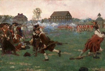 Het gevecht op Lexington, 19 april 1775 door Howard Pyle
