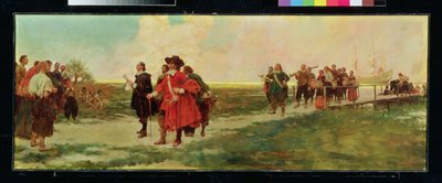 De Landing van Carteret in New Jersey door Howard Pyle