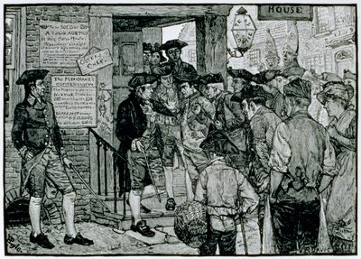 De menigte probeert een stempelambtenaar te dwingen af te treden, uit Harper
