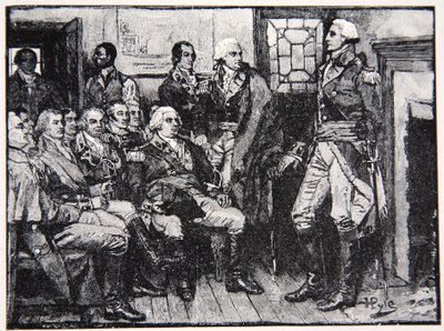 Washington en zijn Generaals in Overleg, 15 Maart 1783, illustratie uit Harper