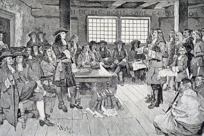 William Penn in overleg met de kolonisten, illustratie uit 
