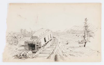 Zonder titel (ontspoorde bus) door Howard Russell Butler