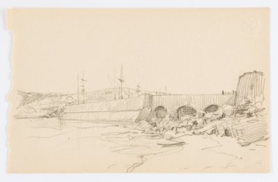 Zonder titel (Pier en strand) door Howard Russell Butler