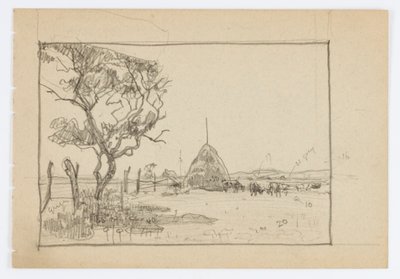 Zonder titel (Boom met Hayrick) door Howard Russell Butler