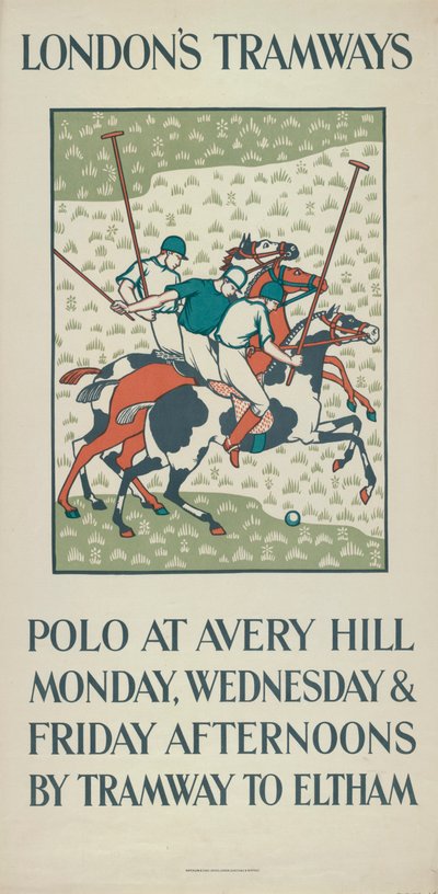 Polo bij Avery Hill, London County Council LCC Tramways poster, 1923 door Howard Spear