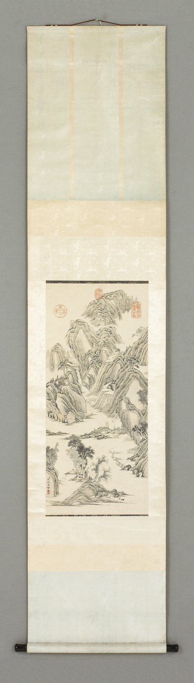 Landschap (inkt en kleur op papier) door Huai Guan