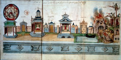 Frontispice die de passie en opstanding van Jezus Christus illustreert. Van links naar rechts: Paradijs (met een lege kamer), de poort van Nazareth, de tempel, de poort van Jeruzalem, het paleis (met het huis van raadsels), de Doree-poort, het voorgeborcht door Hubert Cailleau