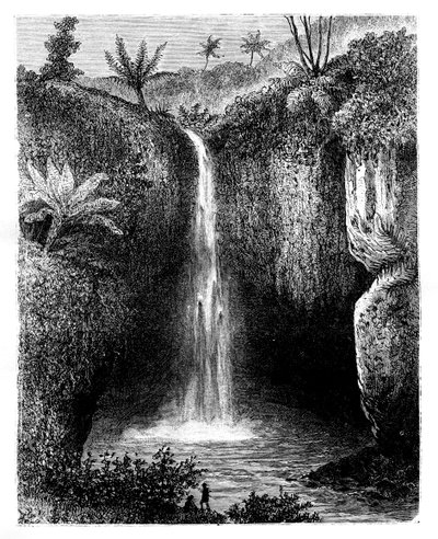 Waterval van de rivier, Tondano, Indonesië, 19e eeuw door Hubert Clerget